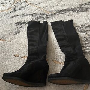 Stuart Weitzman Black Wedge Boots